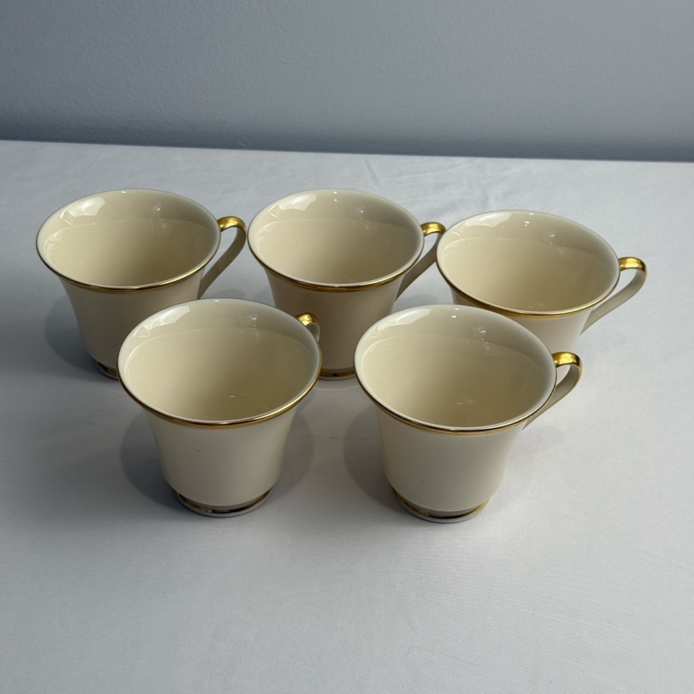 Lenox Cream and Gold Accent Tea Cups Set of 5